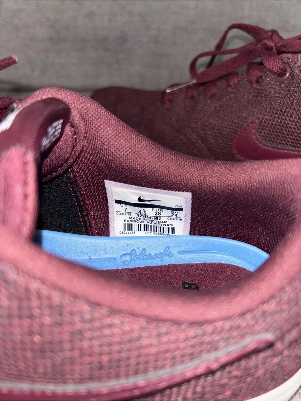 🍇Nike SB Check Solarsoft women's maroon skateboarding sneakers